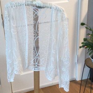 Cream Sheer Beaded Jacket from Knot-Knots, a Division of Sharmark